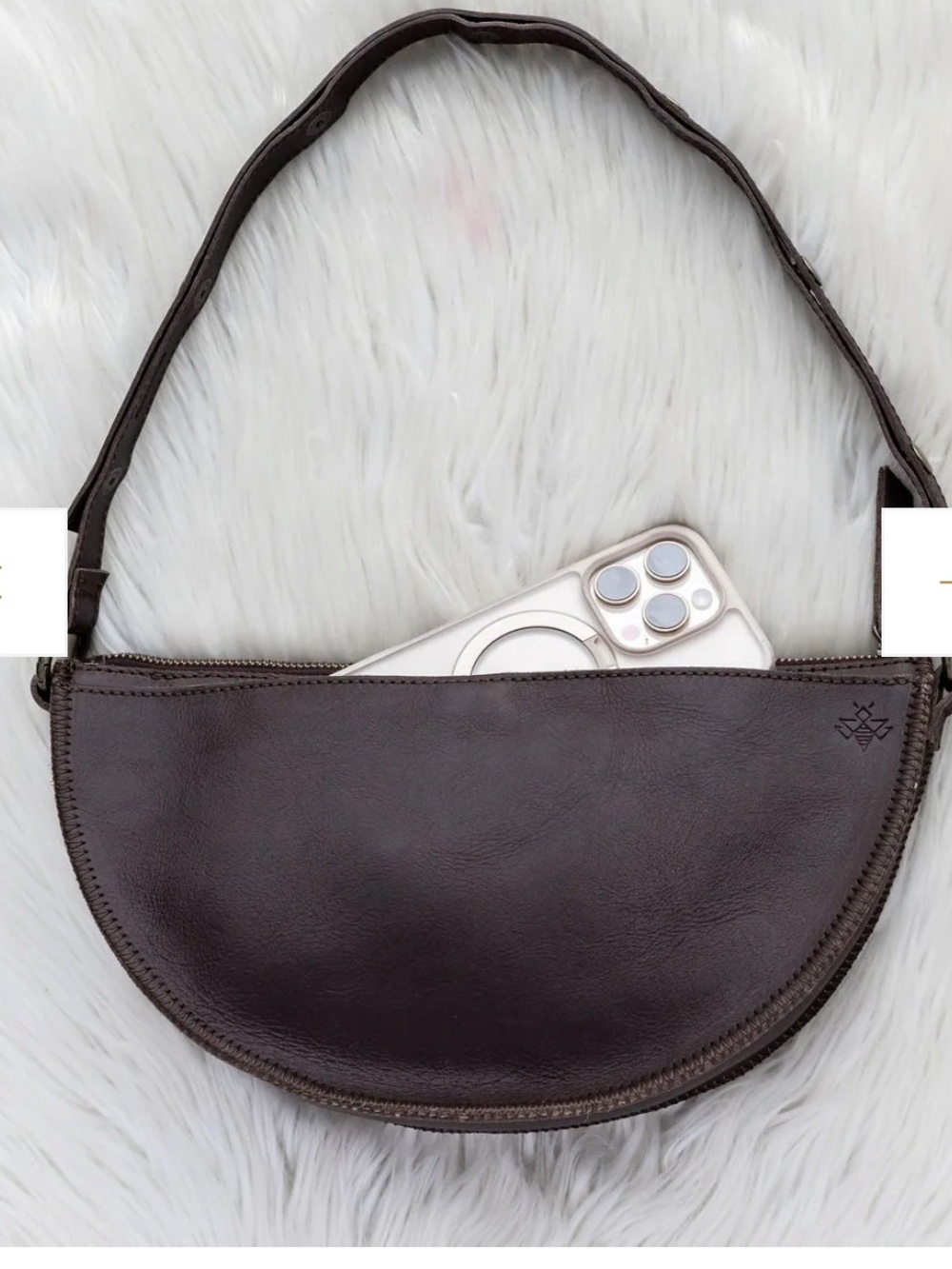 Women's Espresso Bee Leather bag (2 straps) - Lyons Leather - Picture 4 of 5